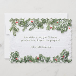 Cartes Pour Fêtes Annuelles Paysage hivernal merveilleux Noël Calligraphie Pin