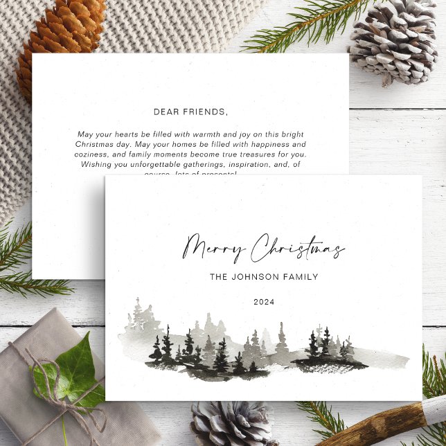 Cartes Pour Fêtes Annuelles Paysage hivernal monochrome de Noël non photo (Créateur téléchargé)