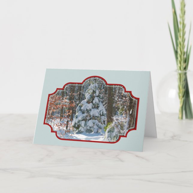 Cartes Pour Fêtes Annuelles Paysage hivernal Noël À feuillage persistant couve (Devant)