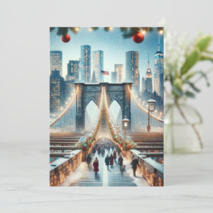 Cartes Pour Fêtes Annuelles Paysage hivernal. Pont de Brooklyn - New York