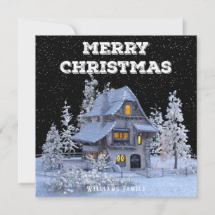 Cartes Pour Fêtes Annuelles Paysage hivernal Snowy House Joyeux Noël