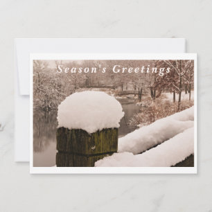 Cartes Pour Fêtes Annuelles Paysage hivernal vintage sur les ponts du lac Wint