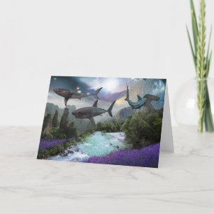 Cartes Pour Fêtes Annuelles Paysage Imaginaire Grand requin blanc tête de mart