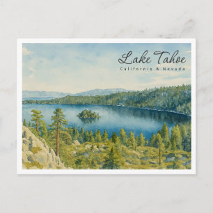 Cartes Pour Fêtes Annuelles Paysage rétro du lac Tahoe – Californie et Nevada
