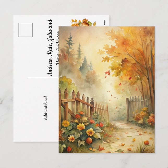 Cartes Pour Fêtes Annuelles Paysage rustique - Automne de bienvenue (Devant / Derrière)