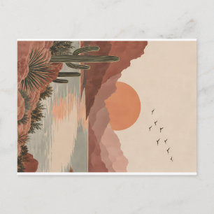 Cartes Pour Fêtes Annuelles Paysage serein d'oasis du désert avec des montagne