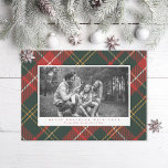 Cartes Pour Fêtes Annuelles Paysage traditionnel rouge et vert<br><div class="desc">Motif de plaid original : rouge et vert festif avec des touches d'or jaune et blanc; photo utilise un filtre noir et blanc zazzle qui est en option</div>
