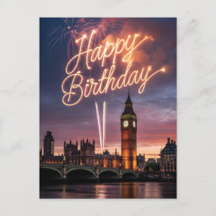 Cartes Pour Fêtes Annuelles Paysage urbain de Londres avec vœu d'anniversaire