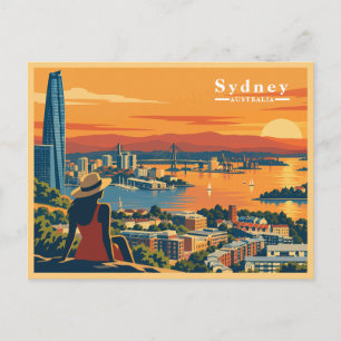 Cartes Pour Fêtes Annuelles Paysage urbain de Sydney au coucher du soleil