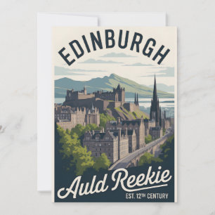 Cartes Pour Fêtes Annuelles Paysage urbain de voyage de style rétro d'Édimbour