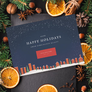 Cartes Pour Fêtes Annuelles Paysage urbain hivernal de la ville Corporate