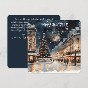 Cartes Pour Fêtes Annuelles Paysage urbain hivernal festif avec feux d'artific