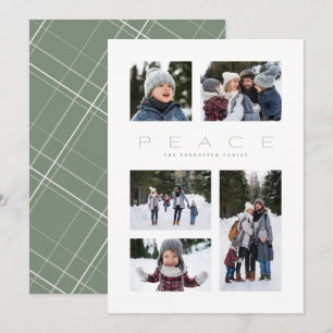 Cartes Pour Fêtes Annuelles Peace 5 photo collage simple vert Noël