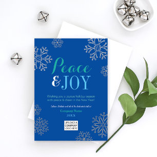 Cartes Pour Fêtes Annuelles Peace and Joy Blue Business Holiday