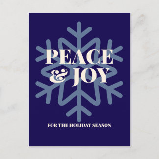 Cartes Pour Fêtes Annuelles Peace and Joy for the Holiday Season Typography