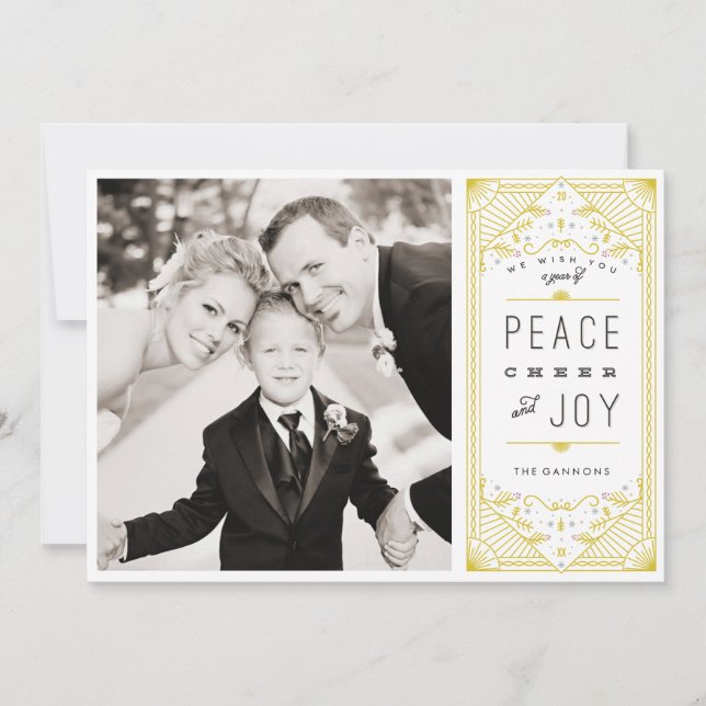 Cartes Pour Fêtes Annuelles Peace Cheer Joy Holiday Photo Card (Devant)