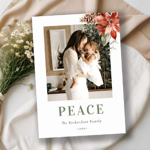 Cartes Pour Fêtes Annuelles Peace Christmas Poinsettia Bund'aquarelle photo