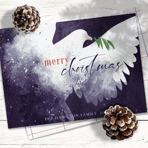 Cartes Pour Fêtes Annuelles Peace Dove Joyeux Noël Profond violet