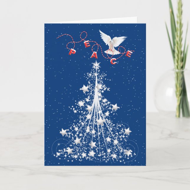 Cartes Pour Fêtes Annuelles Peace Dove With Star Christmas Tree (Devant)