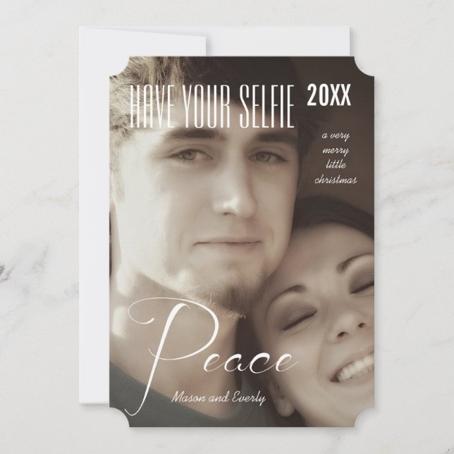 Cartes Pour Fêtes Annuelles Peace Holiday Ayez Votre Selfie et Très Joyeux (Devant)