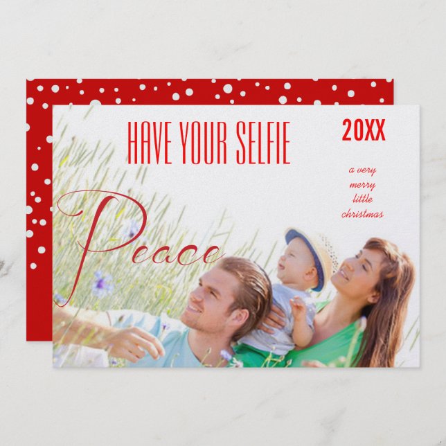 Cartes Pour Fêtes Annuelles Peace Holiday Ayez Votre Selfie et Très Joyeux (Devant / Derrière)
