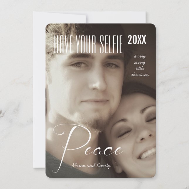 Cartes Pour Fêtes Annuelles Peace Holiday Ayez Votre Selfie et Très Joyeux (Devant)