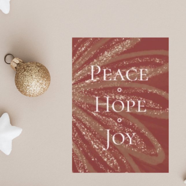 Cartes Pour Fêtes Annuelles Peace Hope Joy Gold Sparkle Personnalisable Noël (Créateur téléchargé)