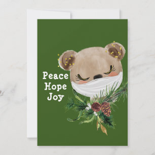 Cartes Pour Fêtes Annuelles Peace Hope Joy Ours Masqué