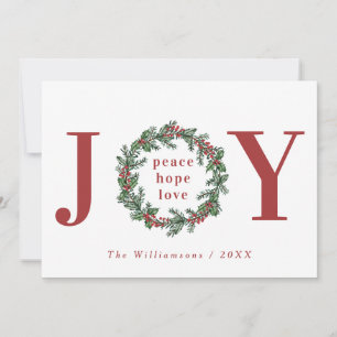 Cartes Pour Fêtes Annuelles Peace Hope Love Joie Typographie Wreath Photo