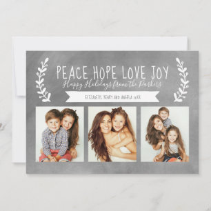Cartes Pour Fêtes Annuelles Peace Hope Love Jove Holiday Photo Chalkboard