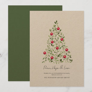 Cartes Pour Fêtes Annuelles Peace Hope Love Moderne Aquarelle Arbre Botanique