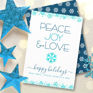 Cartes Pour Fêtes Annuelles Peace Jove Love Turquoise Snowflake Typographie Bo