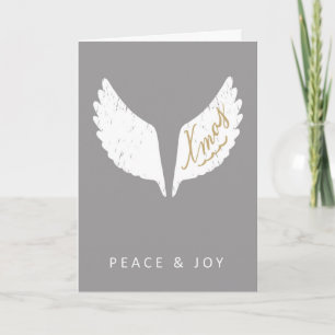 Cartes Pour Fêtes Annuelles peace & joy angel wings xmas card