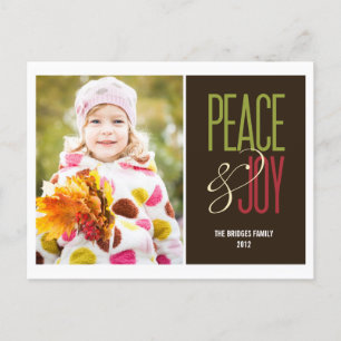 Cartes Pour Fêtes Annuelles Peace & Joy Holiday Photo Card Postcard