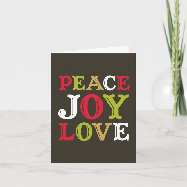 Cartes Pour Fêtes Annuelles PEACE JOY LOVE bloc lettre entreprise logo personn (Devant)