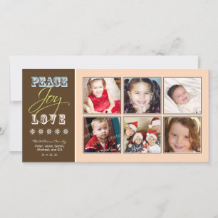 Cartes Pour Fêtes Annuelles Peace-Joy-Love Family Holiday Photocard (pêche)
