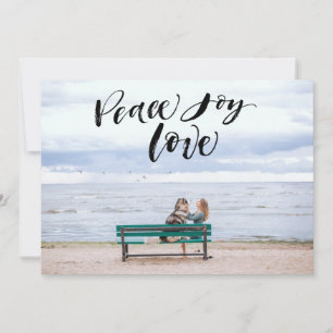 Cartes Pour Fêtes Annuelles Peace Joy Love   Photo de script moderne