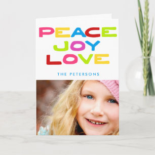 Cartes Pour Fêtes Annuelles Peace Joy Love Trendy Holiday Photo Noël