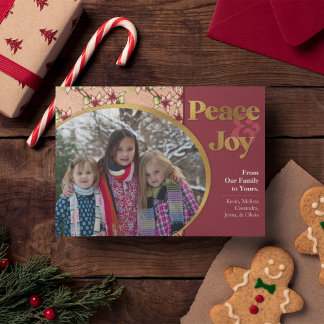 Cartes Pour Fêtes Annuelles Peace & Joy : Parties scintillant d'or de Bourgogn