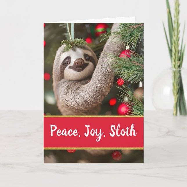 Cartes Pour Fêtes Annuelles Peace Joy Sloth Arbre de Noël Ornament (Devant)