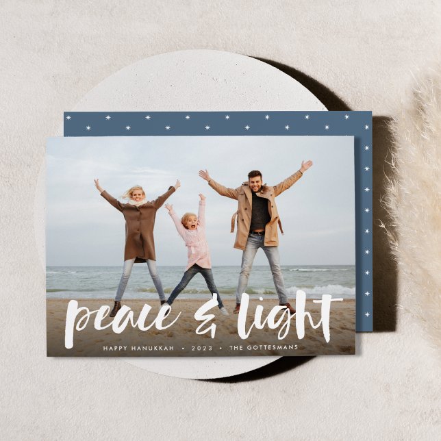 Cartes Pour Fêtes Annuelles Peace & Light | Full Photo Hanukkah (Créateur téléchargé)