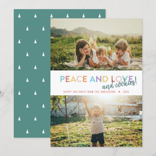 Cartes Pour Fêtes Annuelles Peace Love and Cookies Fun 2 Photo Rainbow