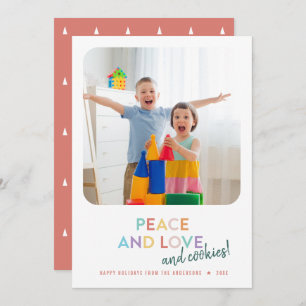 Cartes Pour Fêtes Annuelles Peace Love and Cookies Fun Bright Rainbow Trees