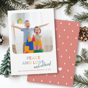Cartes Pour Fêtes Annuelles Peace Love and Cookies Fun Bright Rainbow Trees