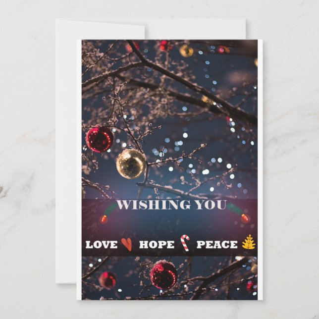Cartes Pour Fêtes Annuelles Peace Love And Hope Flat Holiday Card (Devant)