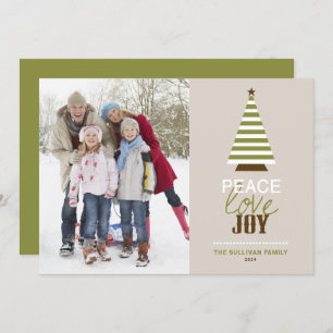 Cartes Pour Fêtes Annuelles Peace Love and Joy Christmas Tree Photo verte
