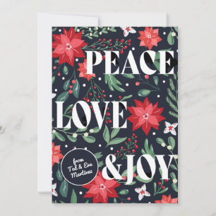 Cartes Pour Fêtes Annuelles Peace Love and Joy Noël Floral