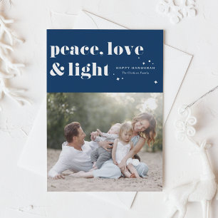 Cartes Pour Fêtes Annuelles Peace Love and Light Navy Blue Hanoukka Photo