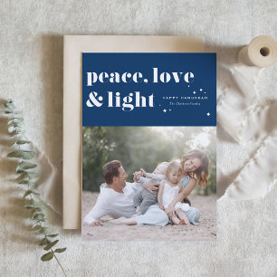 Cartes Pour Fêtes Annuelles Peace Love and Light Navy Blue Hanoukka Photo