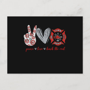 Cartes Pour Fêtes Annuelles Peace Love Back Red Funny Firefighter Lover cade